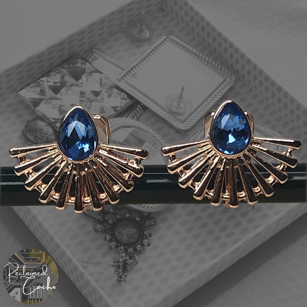 Rose Gold Fan Clip-On Stud Earrings
